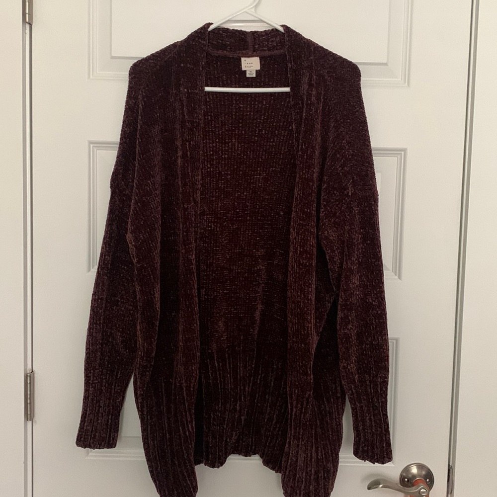 Burgundy Velvet Cardigan